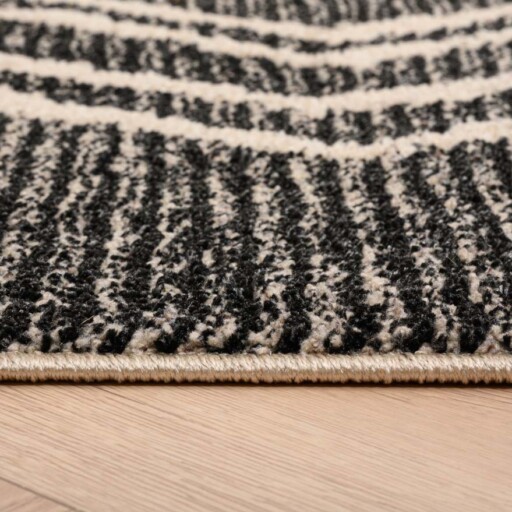 Berber vloerkleed Beni Ouarain Bahij - antraciet/crème - close up zijkant, thumbnail