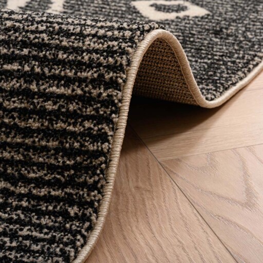 Berber vloerkleed Beni Ouarain Bahij - antraciet/crème - close up rol, thumbnail