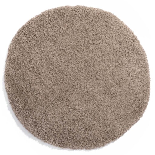 Rond hoogpolig vloerkleed - Cozy Shaggy - beige - overzicht boven