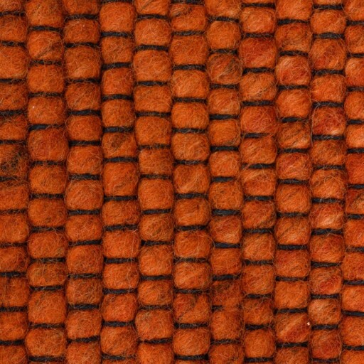 Rond wollen vloerkleed Lett - cognac - close up materiaal, thumbnail