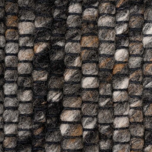 Rond wollen vloerkleed Lett - grijs/bruin - close up materiaal, thumbnail