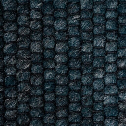 Rond wollen vloerkleed Lett - petrol - close up materiaal, thumbnail