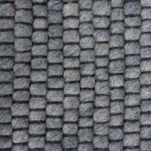 Rond wollen vloerkleed Lett - staalblauw - close up materiaal, thumbnail