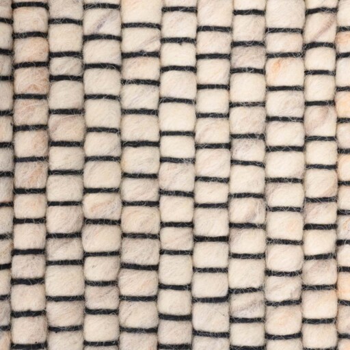 Rond wollen vloerkleed Lett - wit/beige - close up materiaal, thumbnail