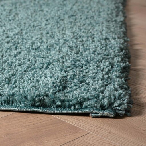 Hoogpolig vloerkleed shaggy Trend effen - lichtblauw - close up hoek, thumbnail