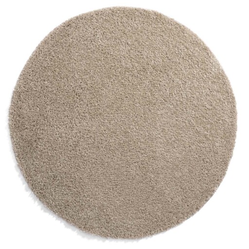 Rond hoogpolig vloerkleed shaggy Trend effen - champagne - overzicht boven