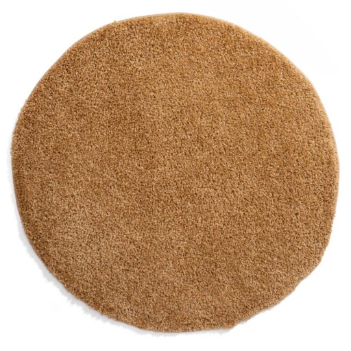 Rond hoogpolig vloerkleed shaggy Trend effen - goud - overzicht boven