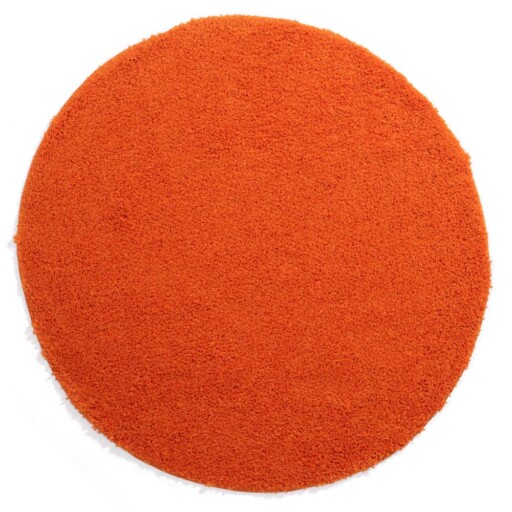 Rond hoogpolig vloerkleed shaggy Trend effen - oranje - overzicht boven