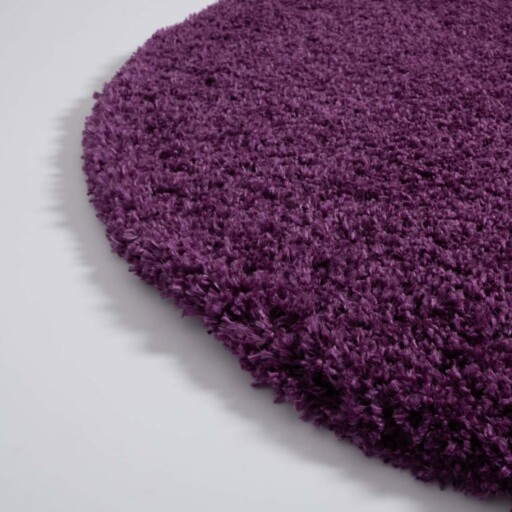 Rond hoogpolig vloerkleed - Cozy Shaggy - paars - close up hoek, thumbnail