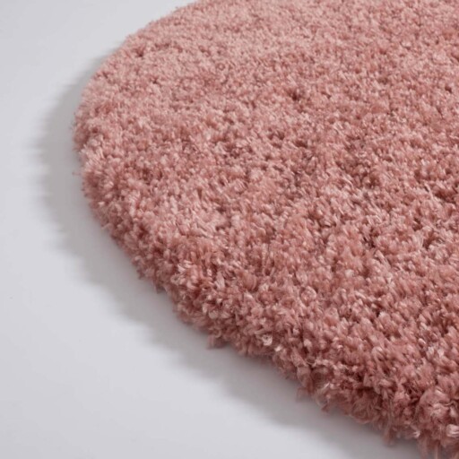 Rond hoogpolig vloerkleed - Cozy Shaggy - roze - close up hoek, thumbnail