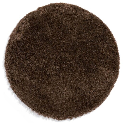 Rond hoogpolig vloerkleed - Cozy Shaggy - bruin - overzicht boven