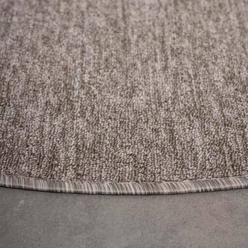 Rond vloerkleed Lush - taupe/lichtgrijs - close up zijkant, thumbnail