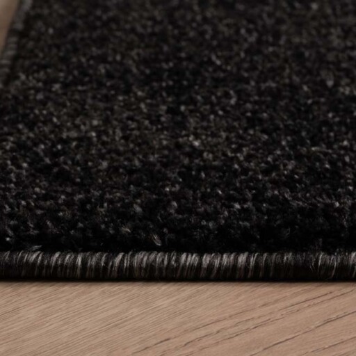 Vierkant vloerkleed Fine - antraciet - close up hoek, thumbnail