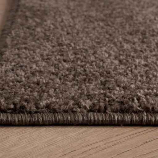 Vierkant vloerkleed Fine - mokka - close up hoek, thumbnail