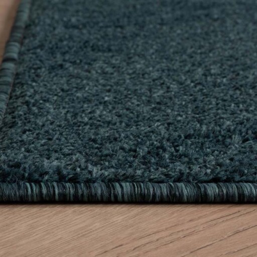 Vierkant vloerkleed Fine - petrol - close up hoek, thumbnail