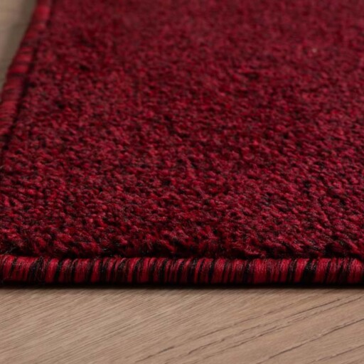 Vierkant vloerkleed Fine - rood - close up hoek, thumbnail