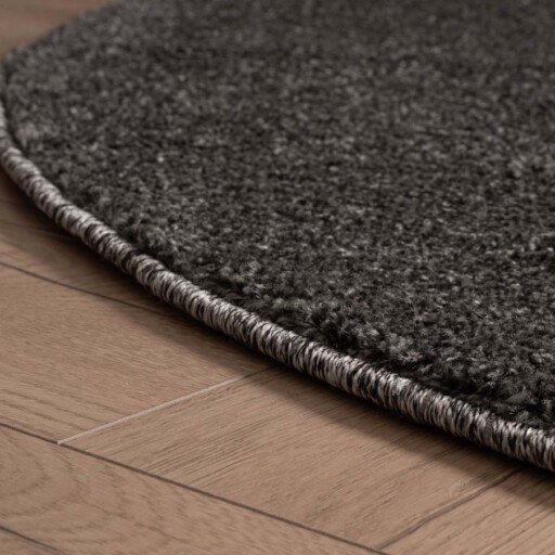 Rond vloerkleed Fine - grijs - close up zijkant, thumbnail