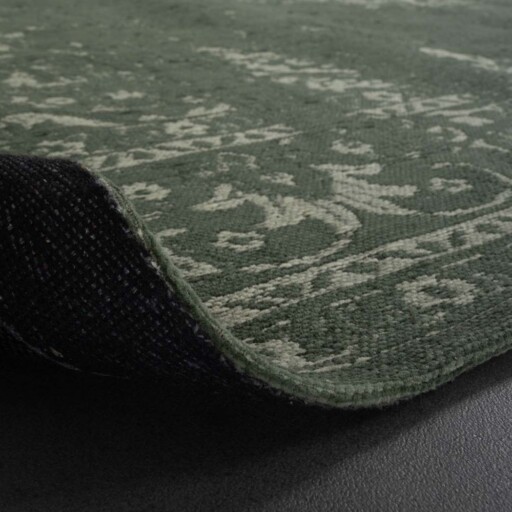 Vintage vloerkleed Nomad - groen - close up vouw, thumbnail