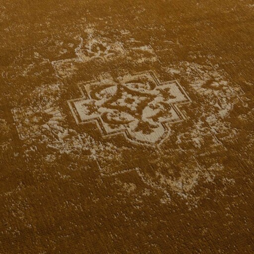 Vintage vloerkleed Nomad - okergeel - close up materiaal, thumbnail