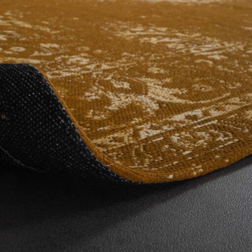 Vintage vloerkleed Nomad - okergeel - close up vouw, thumbnail