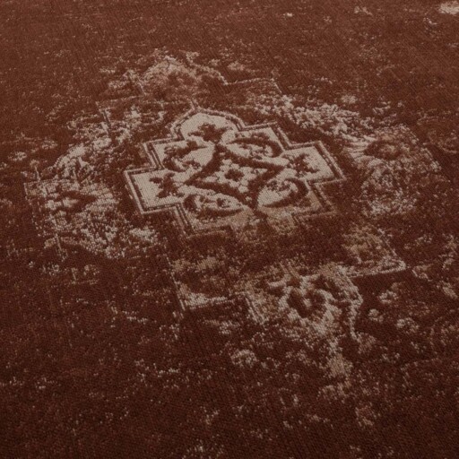 Vintage vloerkleed Nomad - roestbruin - close up materiaal, thumbnail