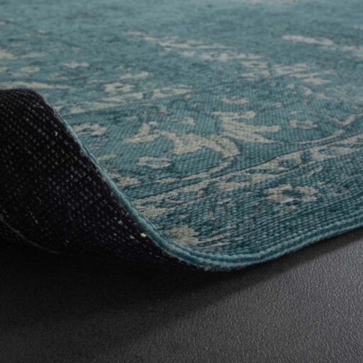 Vintage vloerkleed Nomad - grijs/blauw - close up vouw, thumbnail