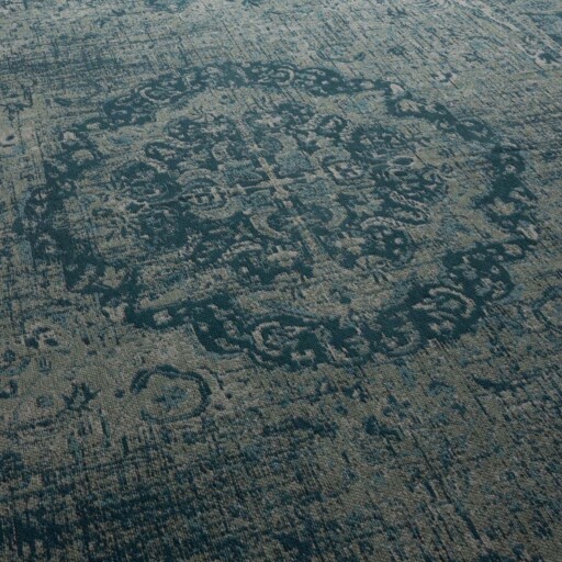 Vintage vloerkleed Traditions - grijs/blauw - close up materiaal, thumbnail