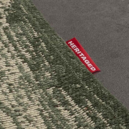 Vintage vloerkleed Village - groen - close up zijkant, thumbnail