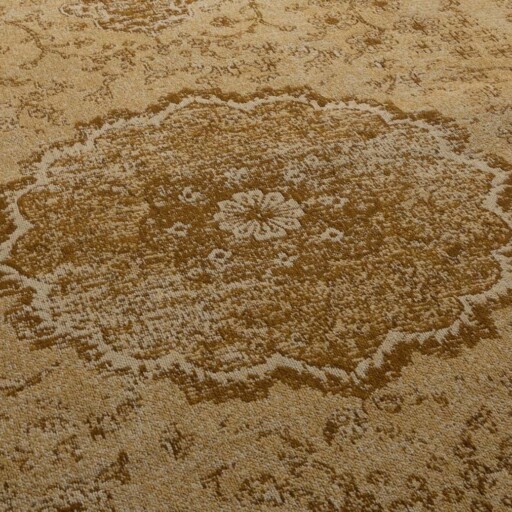 Vintage vloerkleed Village - okergeel - close up materiaal, thumbnail