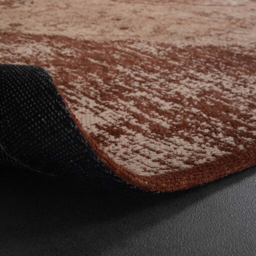 Vintage vloerkleed Village - roestbruin - close up vouw, thumbnail