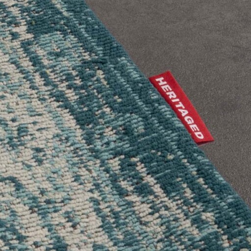 Vintage vloerkleed Village - grijs/blauw - close up zijkant, thumbnail