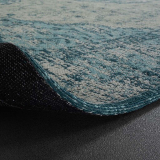 Vintage vloerkleed Village - grijs/blauw - close up vouw, thumbnail