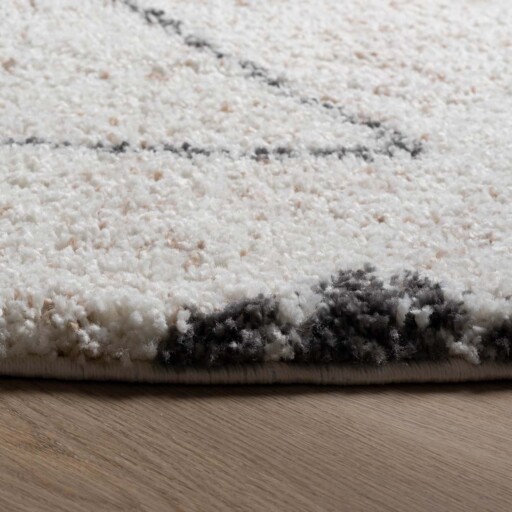 Rond hoogpolig vloerkleed berber Artisan - wit/grijs - close up, thumbnail