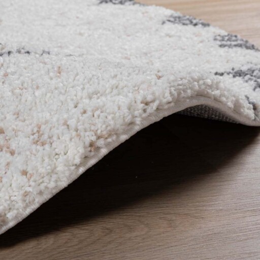 Rond hoogpolig vloerkleed berber Artisan - wit/grijs - close up, thumbnail