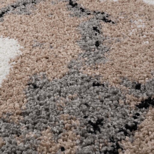 Rond hoogpolig vloerkleed Marble Artisan - beige - close up, thumbnail