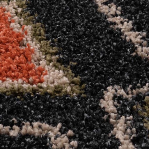 Hoogpolig vloerkleed bohemian Artisan - antraciet/multi - close up materiaal, thumbnail