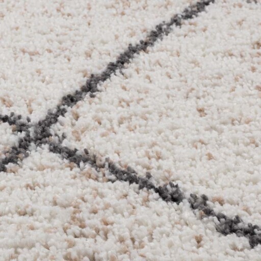 Hoogpolig vloerkleed geruit Artisan - wit/grijs - close up materiaal, thumbnail