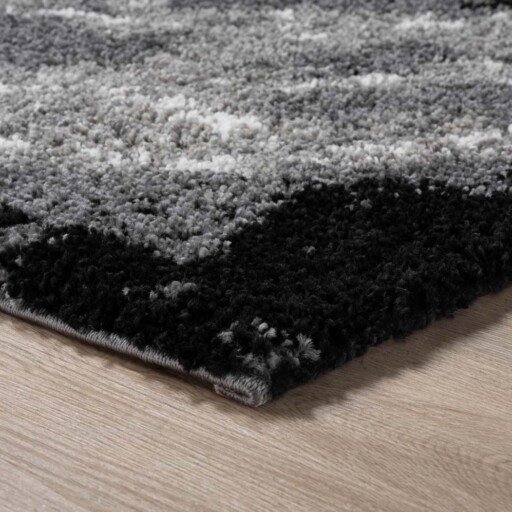 Hoogpolig vloerkleed Marble Artisan - grijs - close up, thumbnail