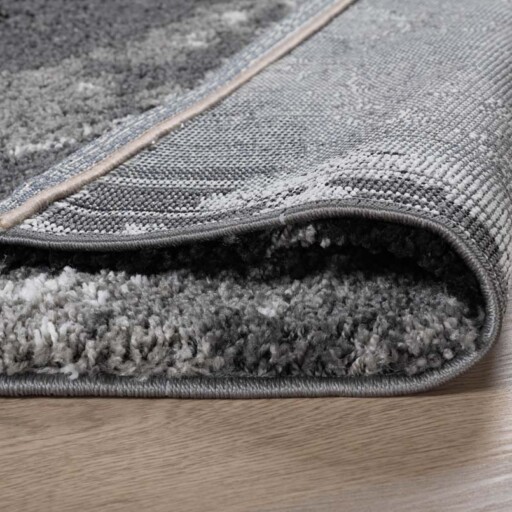 Hoogpolig vloerkleed Marble Artisan - grijs - close up, thumbnail