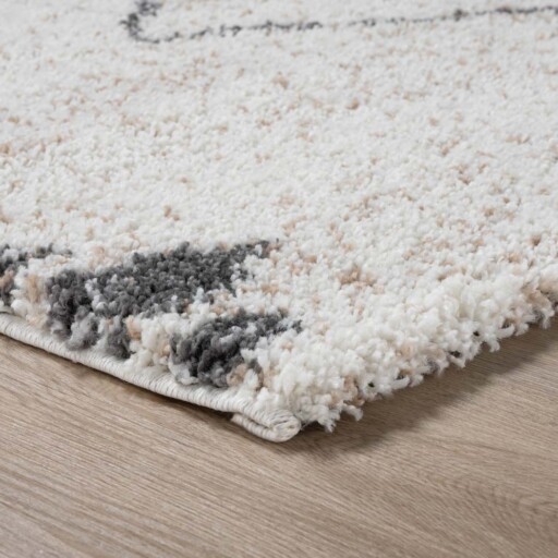 Vierkant hoogpolig vloerkleed berber Artisan - wit/grijs - close up, thumbnail