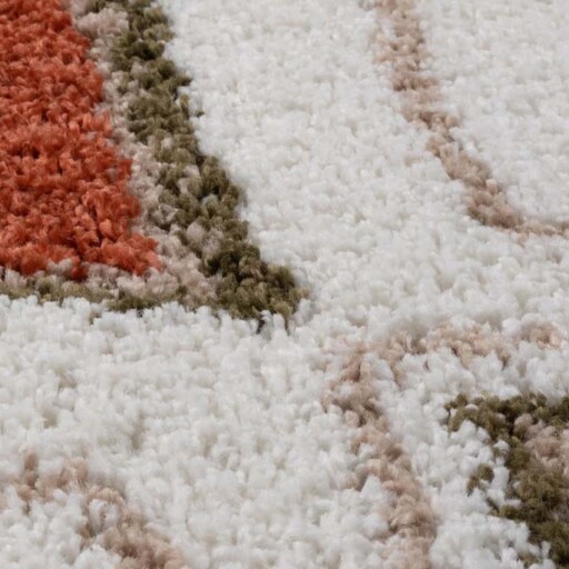 Vierkant hoogpolig vloerkleed bohemian Artisan - wit/multi - close up, thumbnail