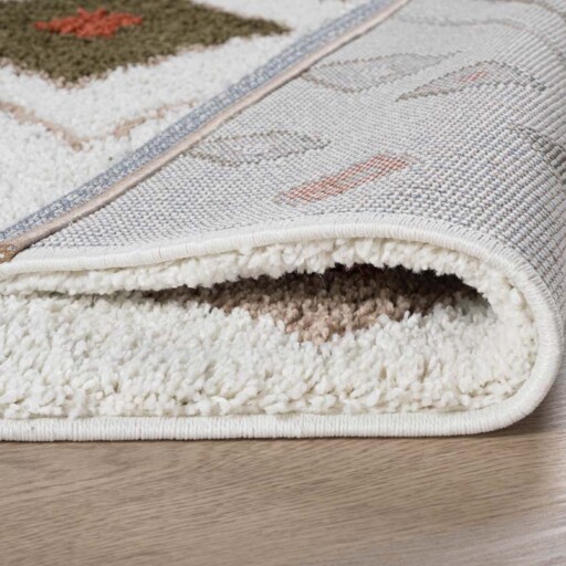 Vierkant hoogpolig vloerkleed bohemian Artisan - wit/multi - close up, thumbnail