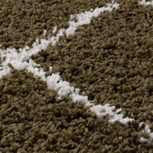 Vierkant hoogpolig vloerkleed ruiten Habitat - olijfgroen/wit - close up, thumbnail