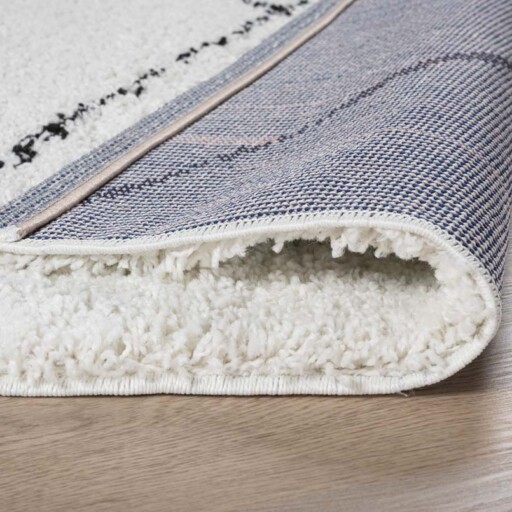 Vierkant hoogpolig vloerkleed ruit Artisan - wit/zwart - close up, thumbnail