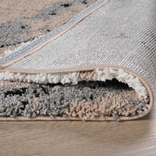 Vierkant hoogpolig vloerkleed Marble Artisan - beige - close up, thumbnail