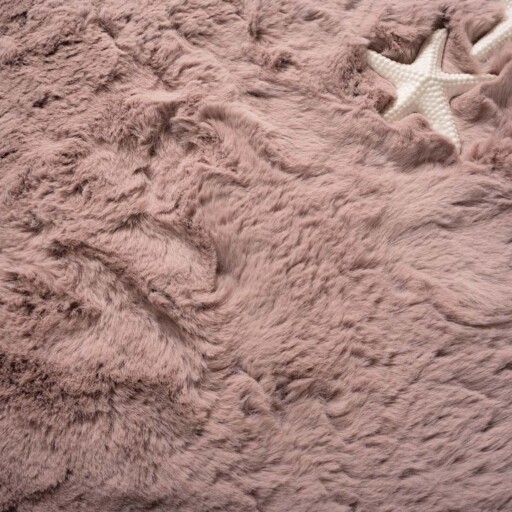 Vierkant hoogpolig vloerkleed - Comfy plus - roze - close up