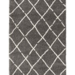 Hoogpolig vloerkleed ruiten Artisan – grijs-wit