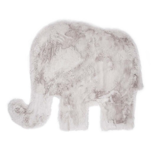 Kindervloerkleed Olifant - Fluffy lichtgrijs - overzicht boven