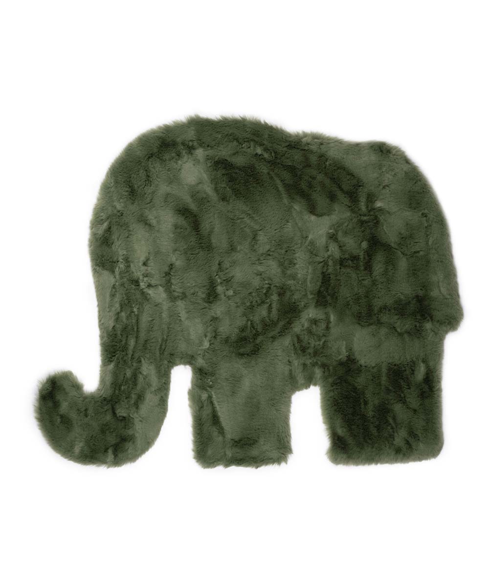 Kindervloerkleed olifant – Fluffy olijfgroen