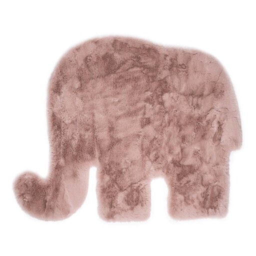 Kindervloerkleed Olifant - Fluffy roze - overzicht boven